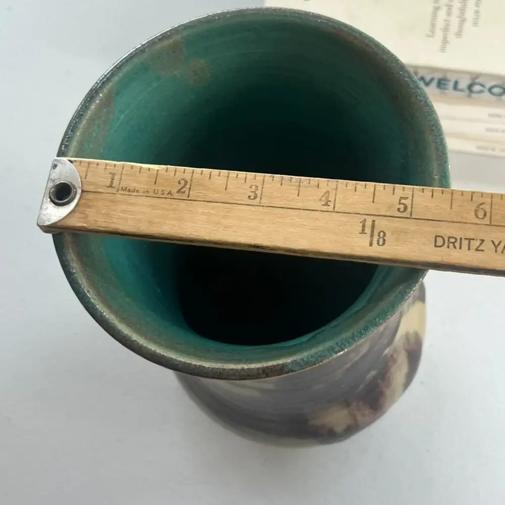 Signed Studio Art Pottery Vase Glazed Hand Thrown Signed Stoneware Frances
